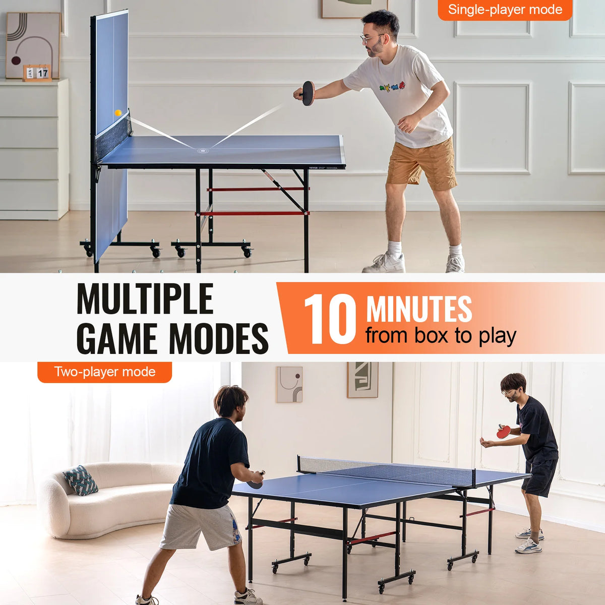 Professional Table Tennis Game Foldable Ping Pong Table with Net