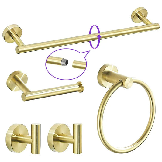 5 Piece Bathroom Accessories Set Gold Hardware Set Stainless Steel