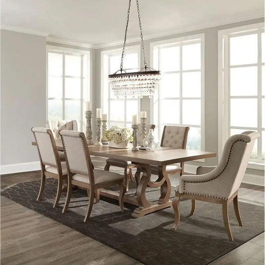 7-Piece Brown and Cream Dining Set for Modern Dining Room