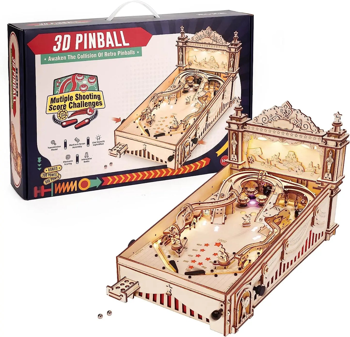 3D Pinball Machine 3D Wooden Puzzle for Adults