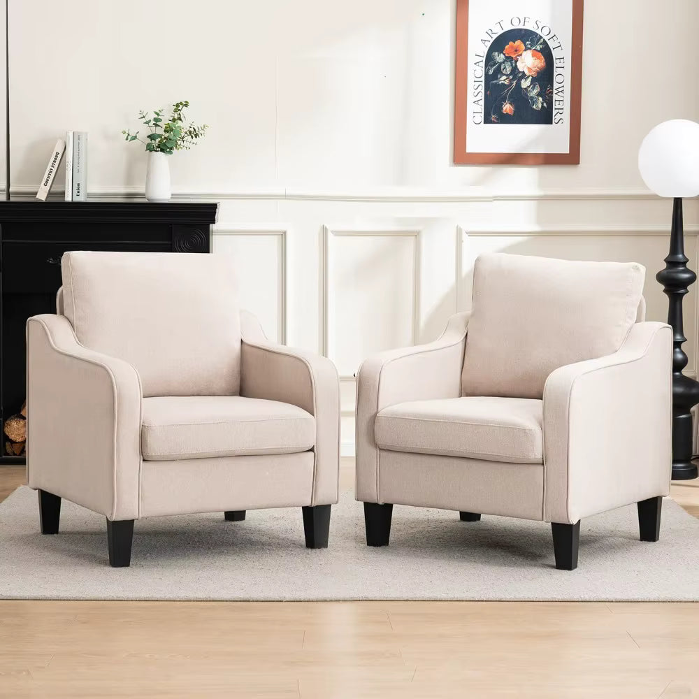 Beige Accent Chair Comfy, Plush  Reading Nook & Corner Chairs