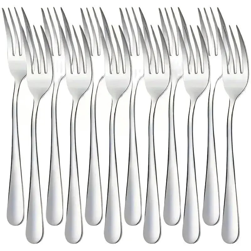 12 Piece Stainless Steel Fork Mirror Finish, Machine Washable, Suitable for Salads and Desserts, Kitchen, Dining, Tea Party