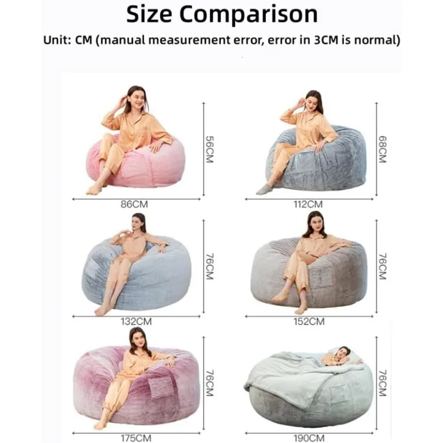 7Ft Giant Comfy Bean Bag Bed with Fluffy Surface