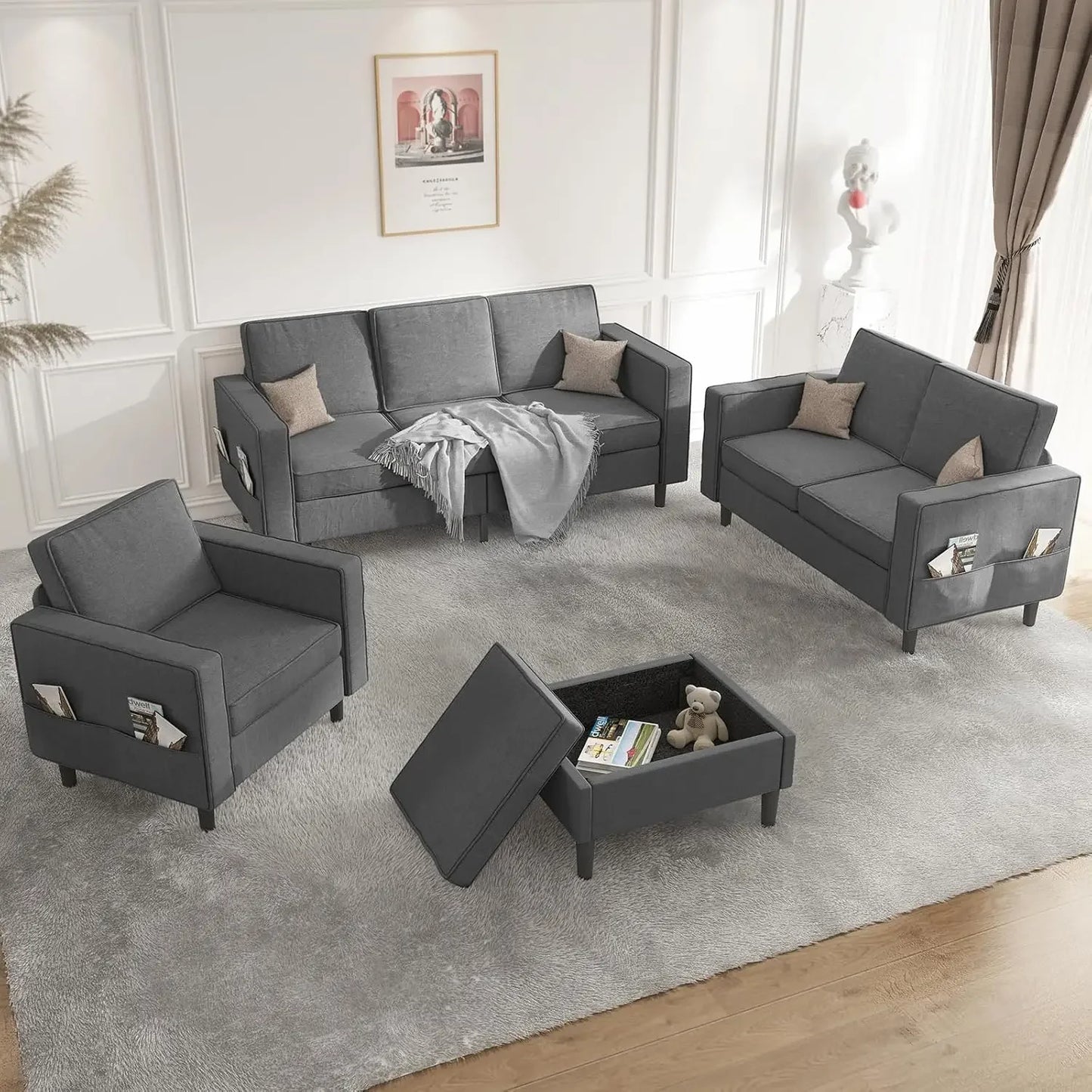 Sectional L Shaped Sofa Couches Living Room Sets