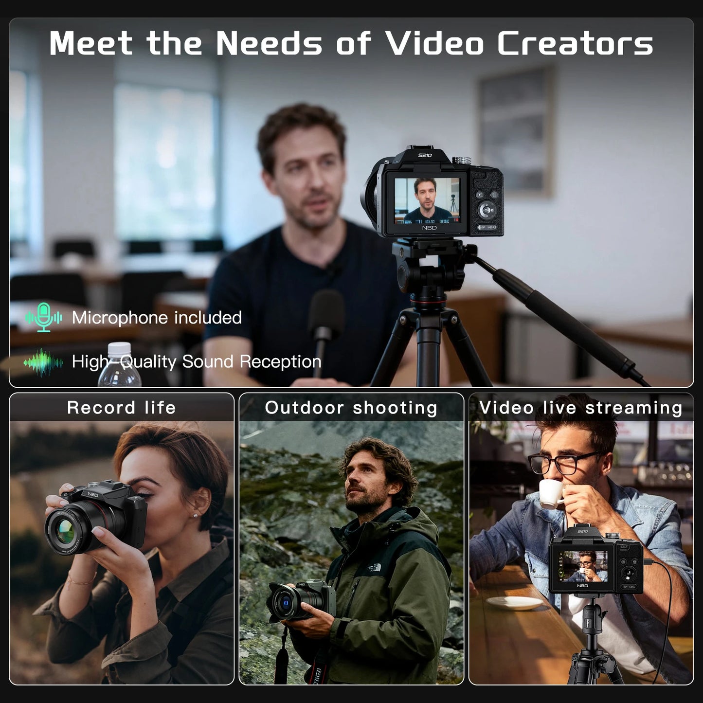 Digital Cameras With WiFi & App Control Vlogging Camera