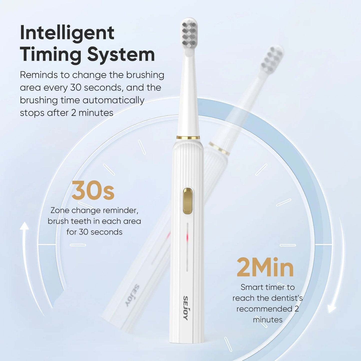 Electric Toothbrush with 12 Brush Heads, Deep Clean 5 Modes, Rechargeable