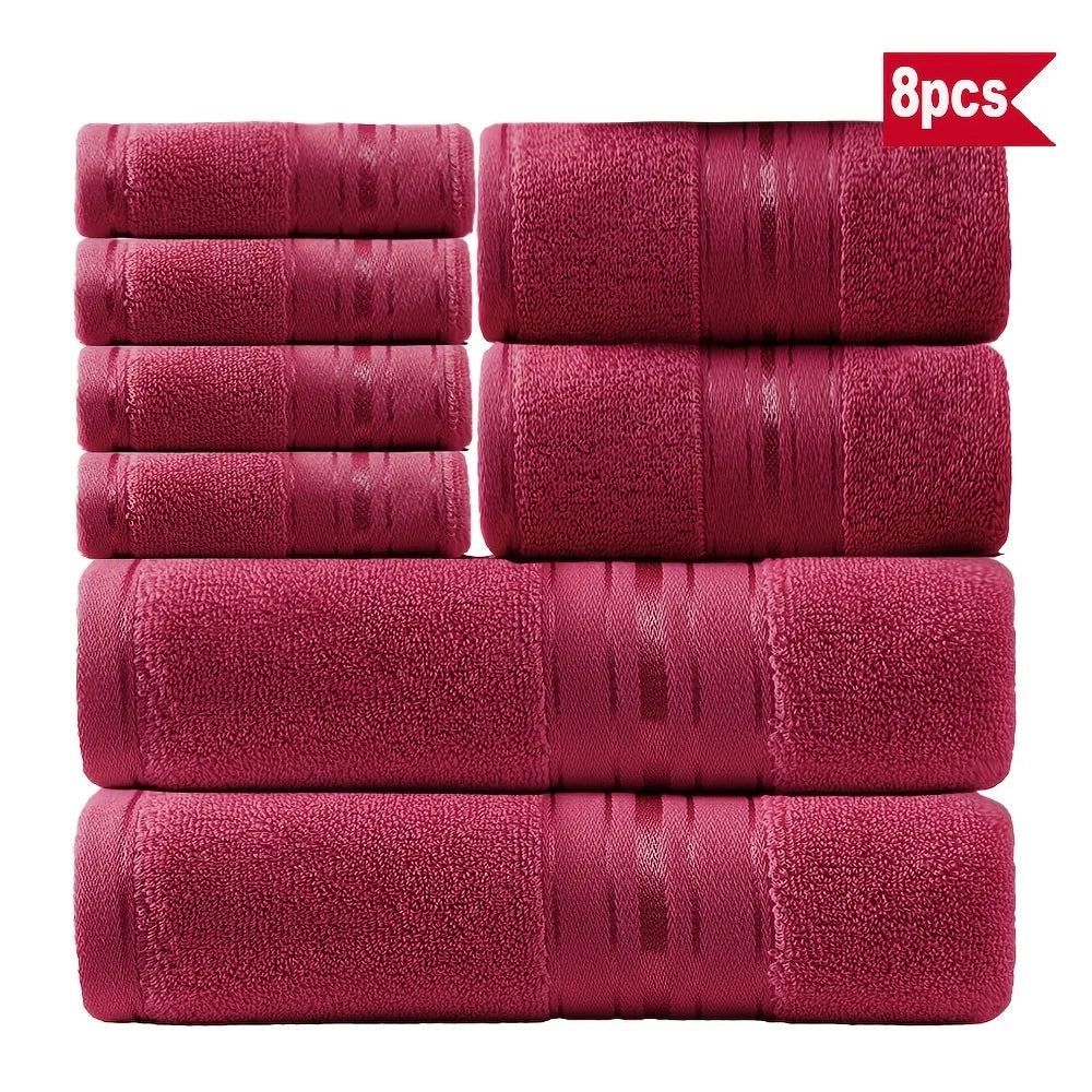 8 Piece Luxury Towel Set –  Plush, Super Absorbent   100%  Cotton