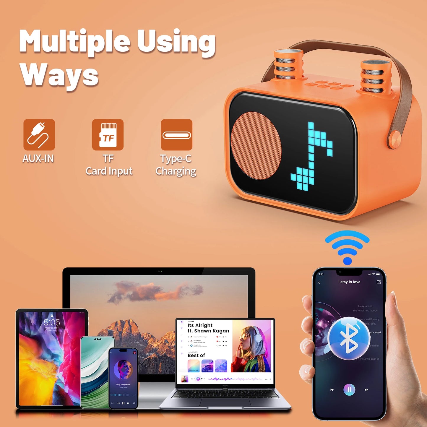 Karaoke Machine for Children and Adults with 2 Wireless Microphones