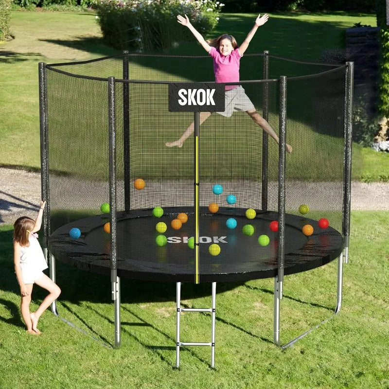 8FT Trampolines with Enclosure Net with Basketball Hoop-ASTM Approved