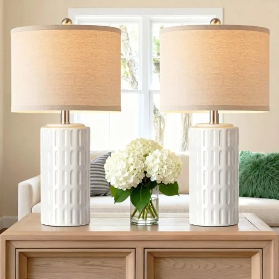 Ceramic, Set of 2, Rustic Farmhouse Bedside Lamps  for Bedroom