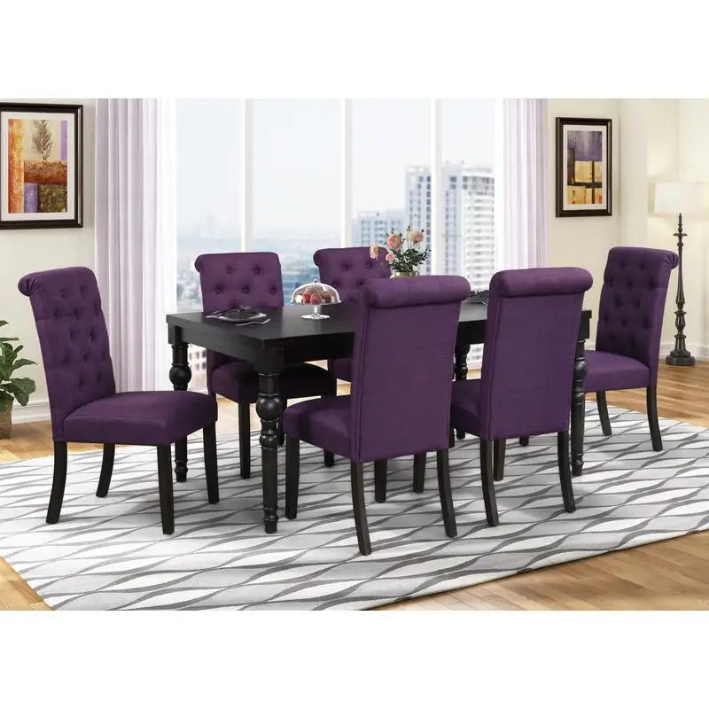 Urban Style Wood  Dining Set with Table and 6 Chairs