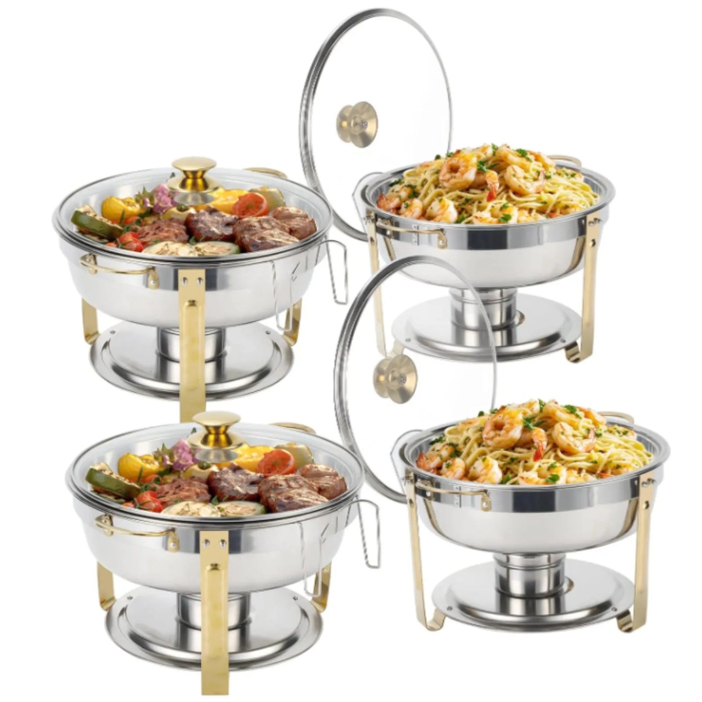 2/4/6 Pack Stainless Steel Chafing Dish Buffet  Warmer w/Glass Lid