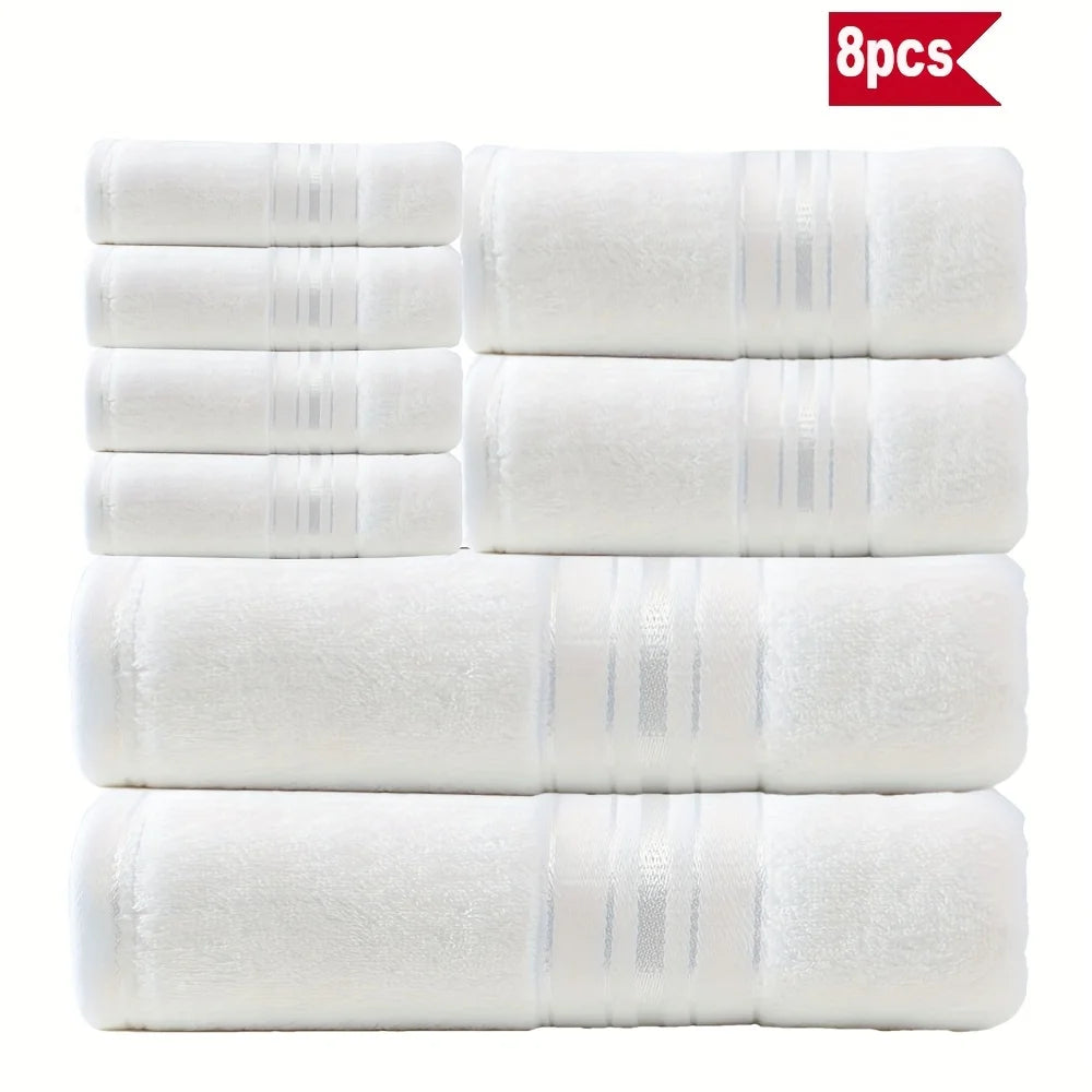 8 Piece Luxury Towel Set –  Plush, Super Absorbent   100%  Cotton