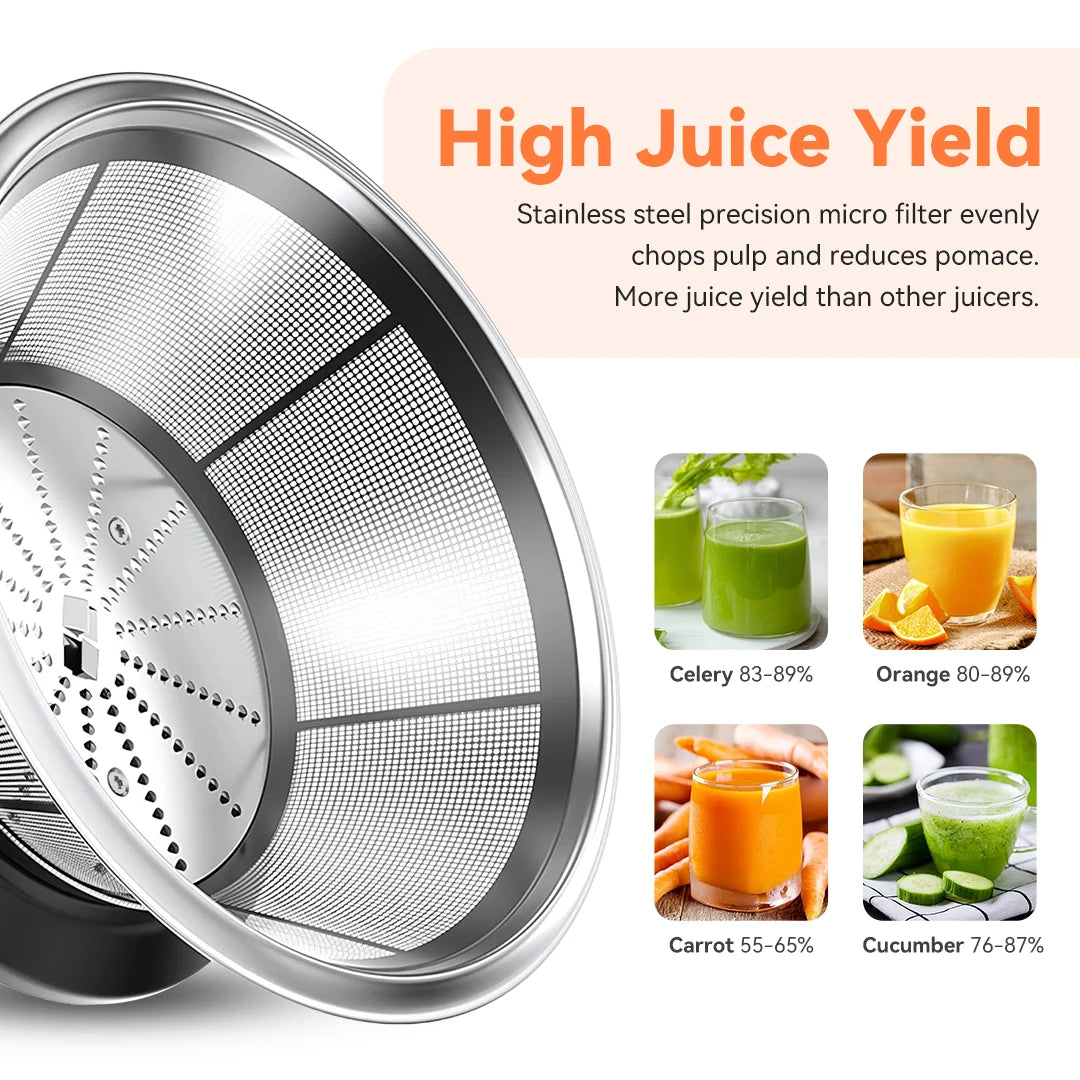 Compact Fruit Juicer, Multiple Safety Features, Centrifugal Extractor Speed, Adjustable