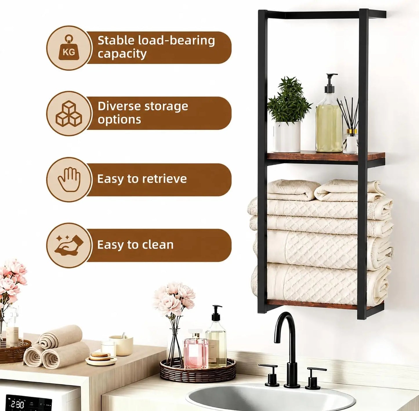Large Capacity TWO-Layer Towel Racks  Wall Mounted