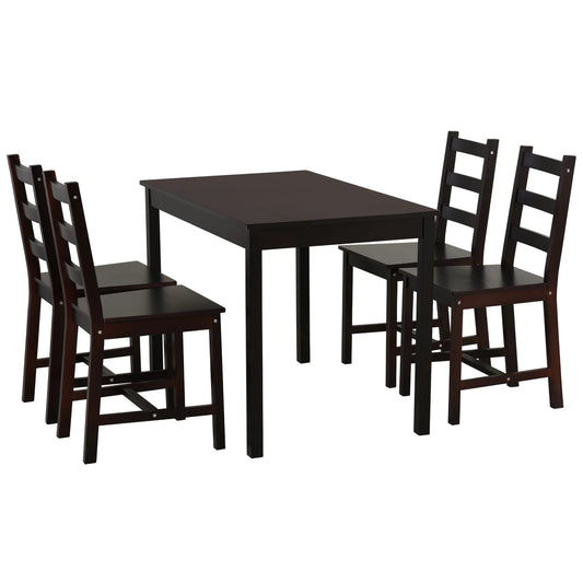 5Pc Dining Table Chairs Set Solid Wood Kitchen Breakfast Dinette Furniture