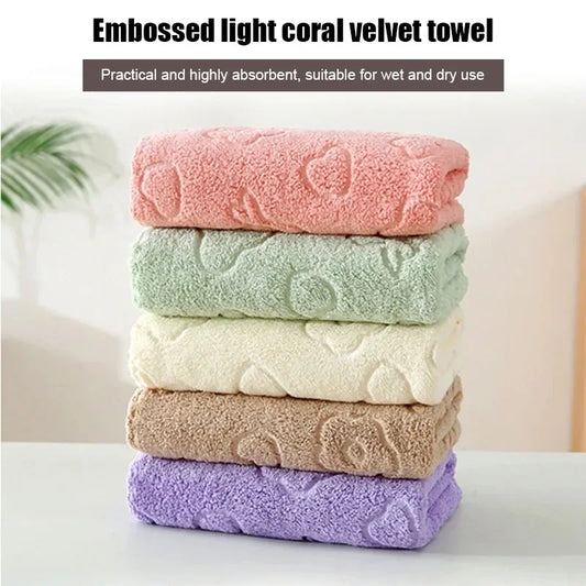 5-piece set of soft, absorbent coral fleece face towels