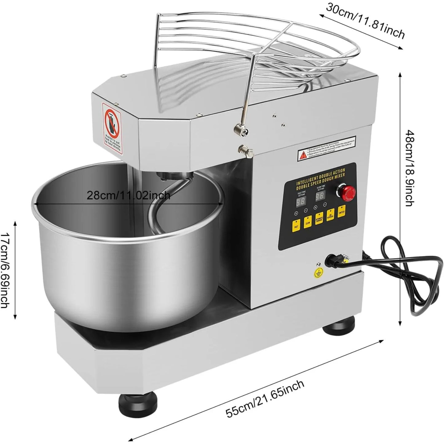 Heavy Duty Electric Food Mixer, Commercial, Adjustable, Dough Kneading Machine