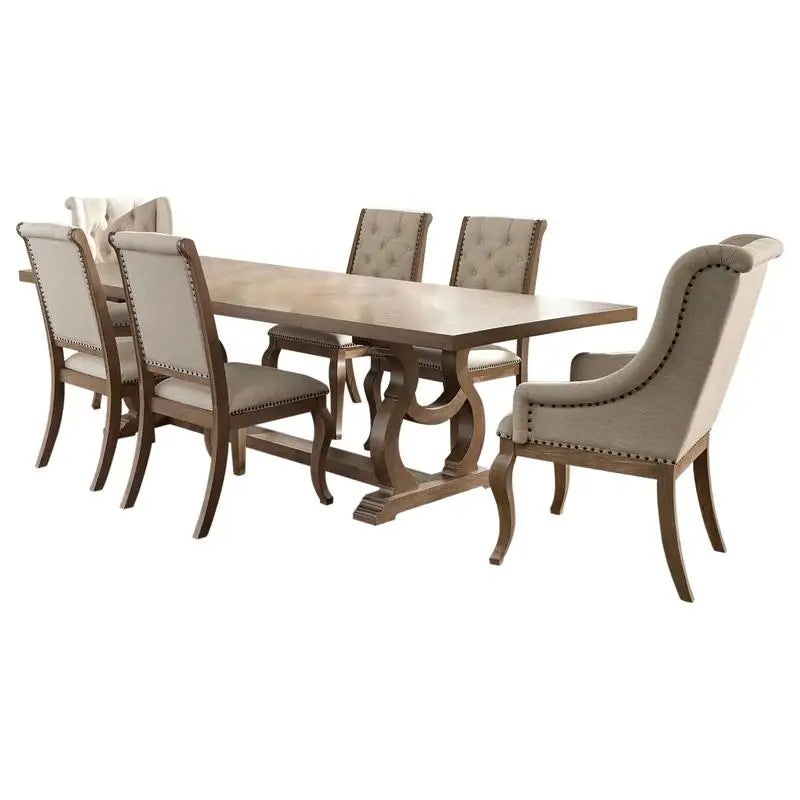 7-Piece Brown and Cream Dining Set for Modern Dining Room