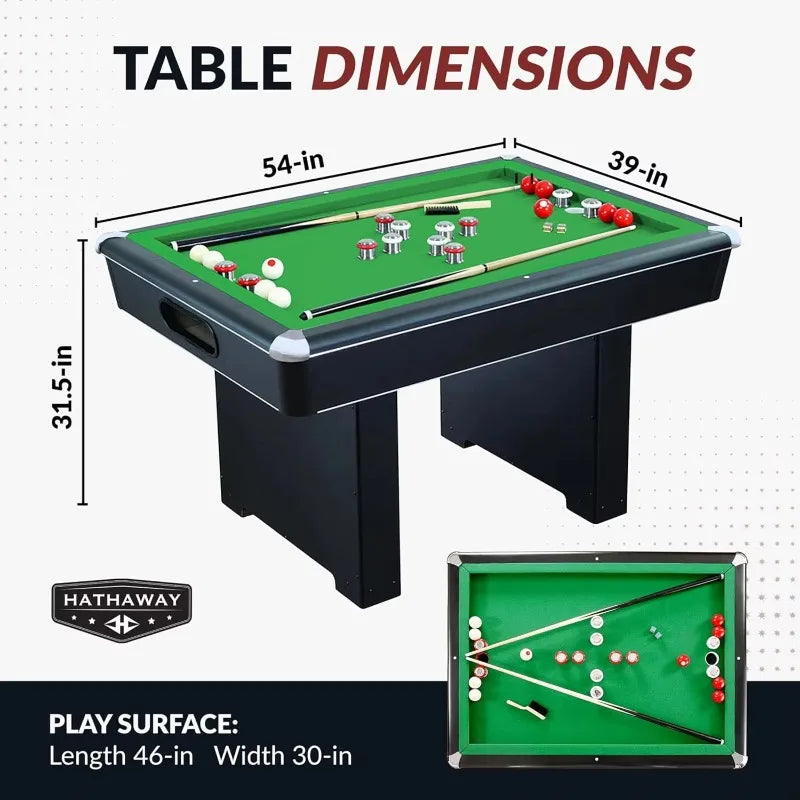 54-in Slate Bumper Pool Table – Includes Cues, Billiard Balls, Accessories