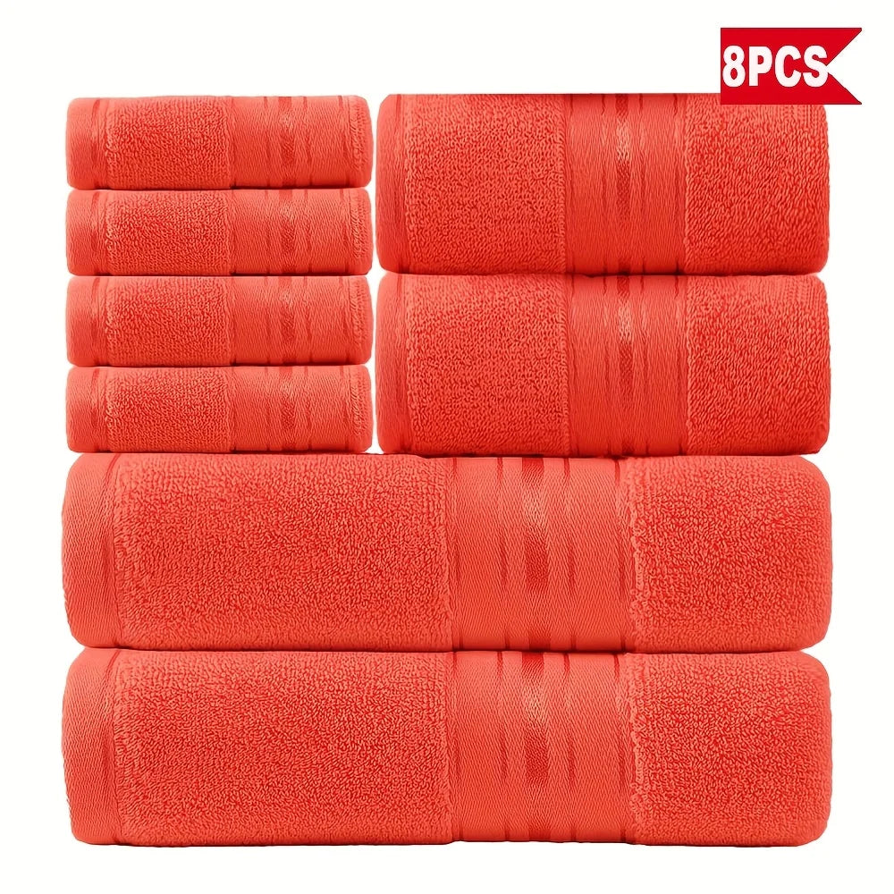 8 Piece Luxury Towel Set –  Plush, Super Absorbent   100%  Cotton