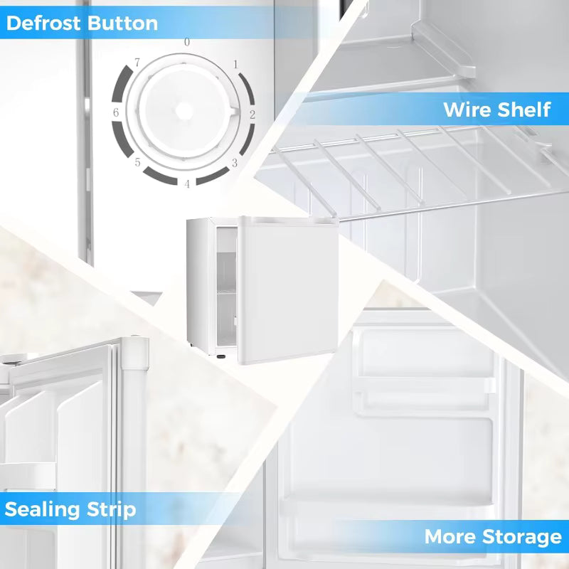 Mini Fridge Compact Refrigerator with Freezer, Single Reversible Door