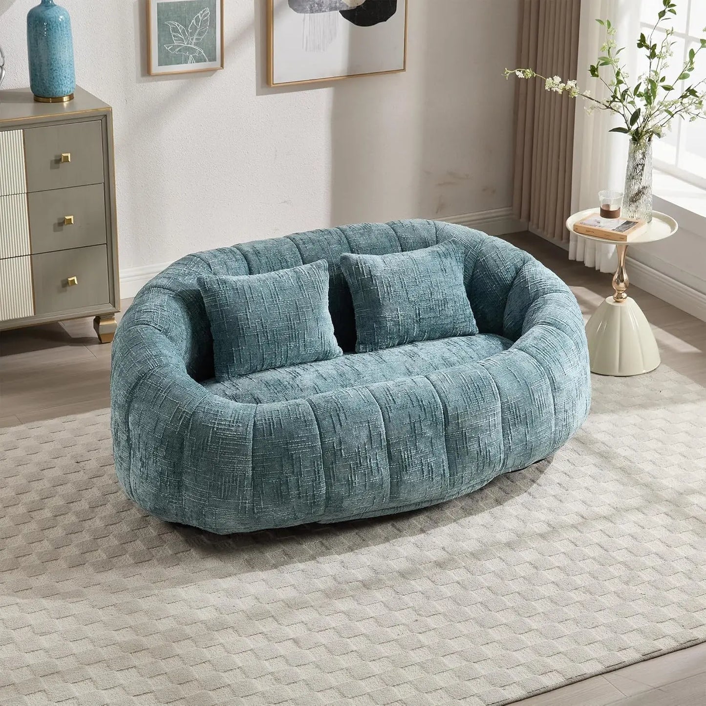 Bean Bag  Comfy Loveseat Sofa with 2 Pillows