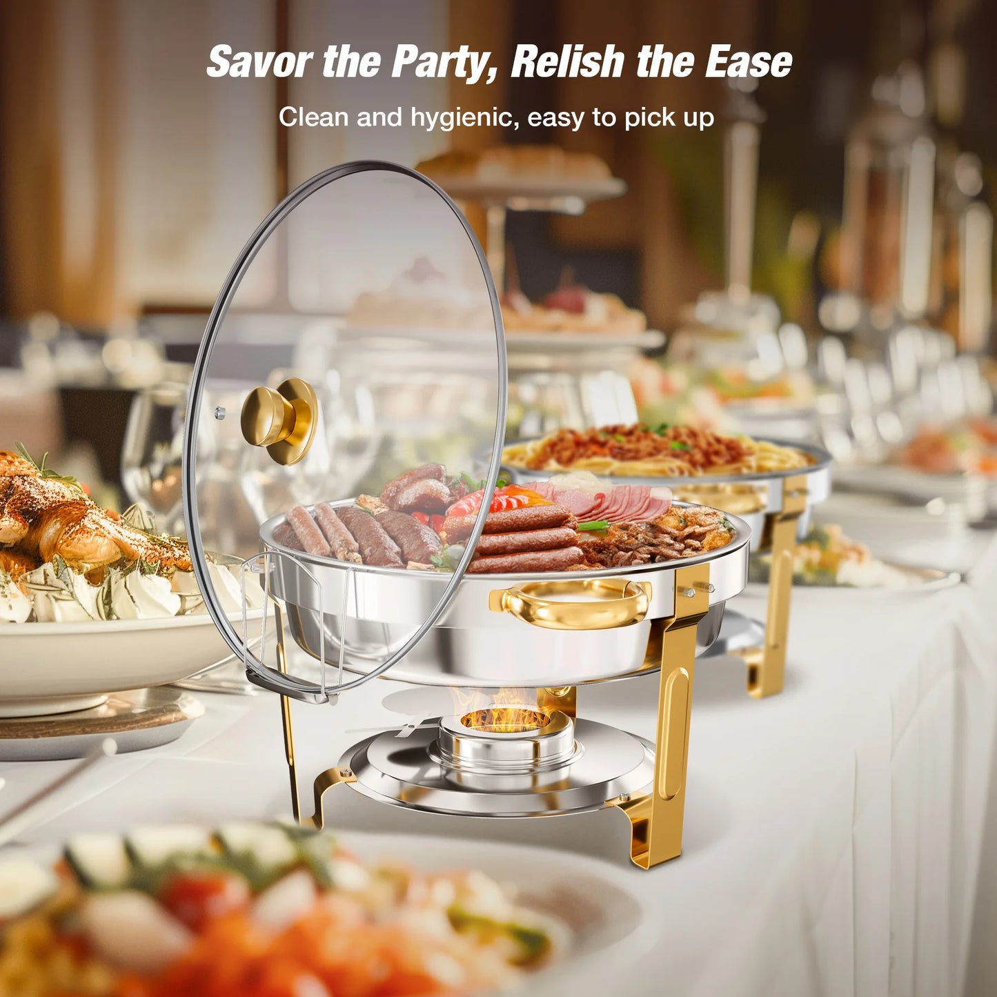 2/4/6 Pack Stainless Steel Chafing Dish Buffet  Warmer w/Glass Lid