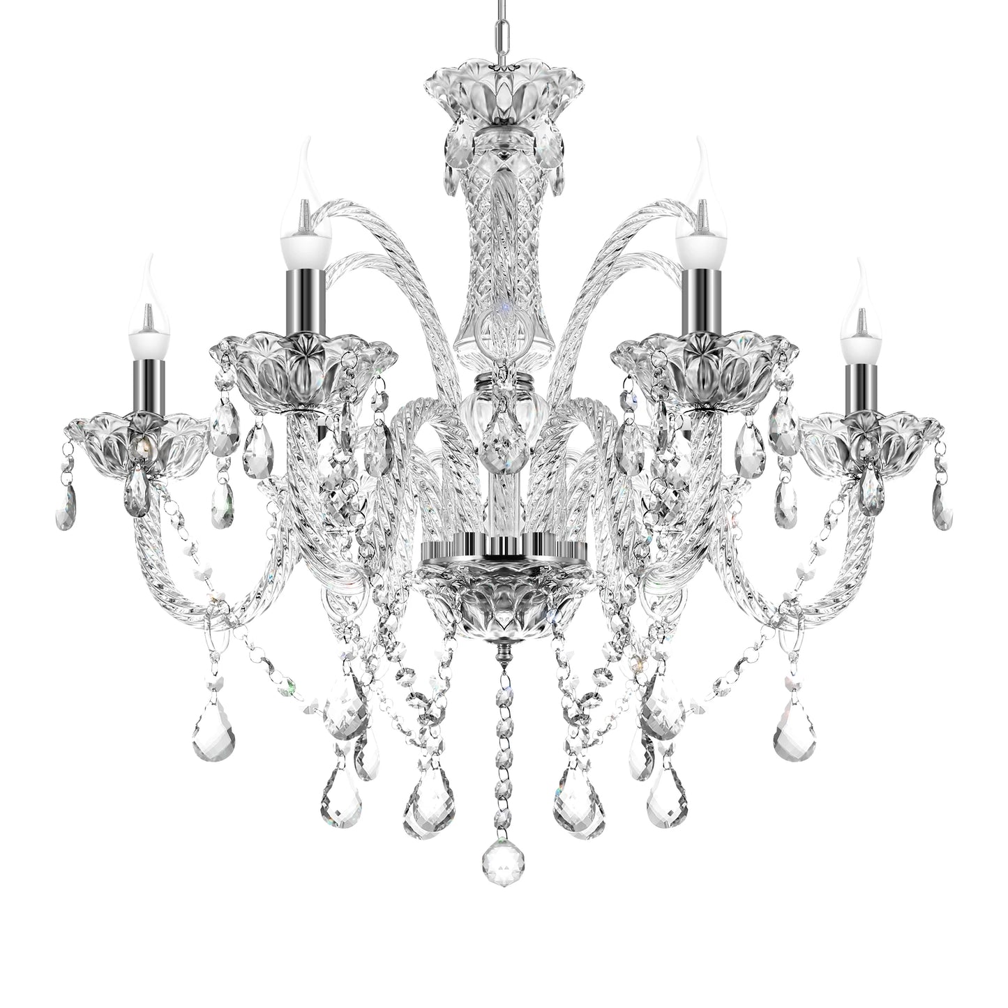 Classic 6 Lights Tassels Chandelier Crystal Modern Ceiling Light