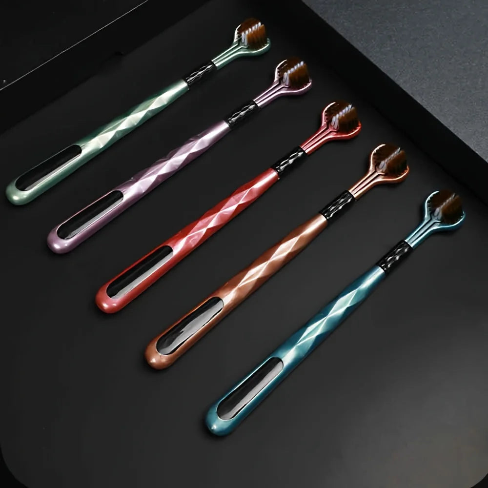 5-piece set of super soft adult three sided toothbrush