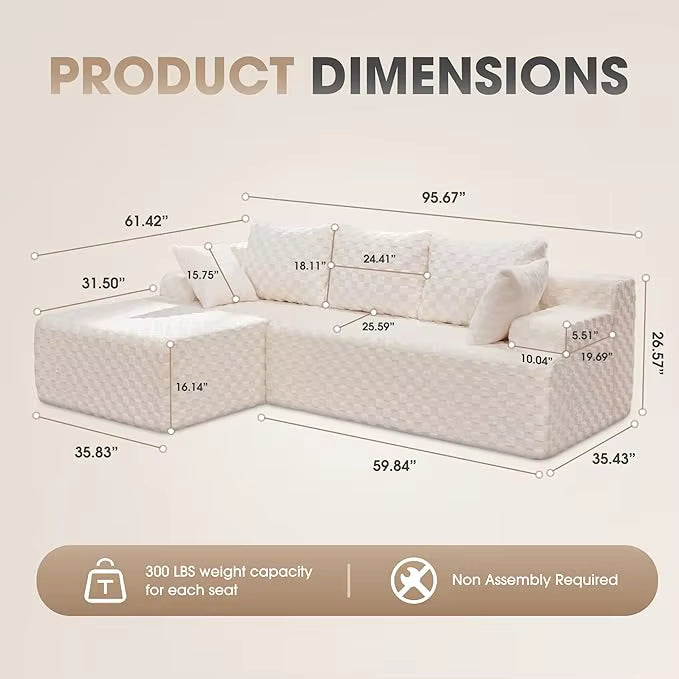 Modular L-Shaped 3-Seat Sectional | Memory Foam with Deep Seating & Storage Modules