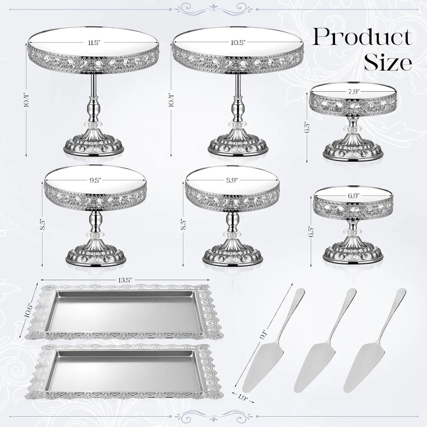 12-Piece Silver Vintage Cake Stand with Cupcake Display Tray