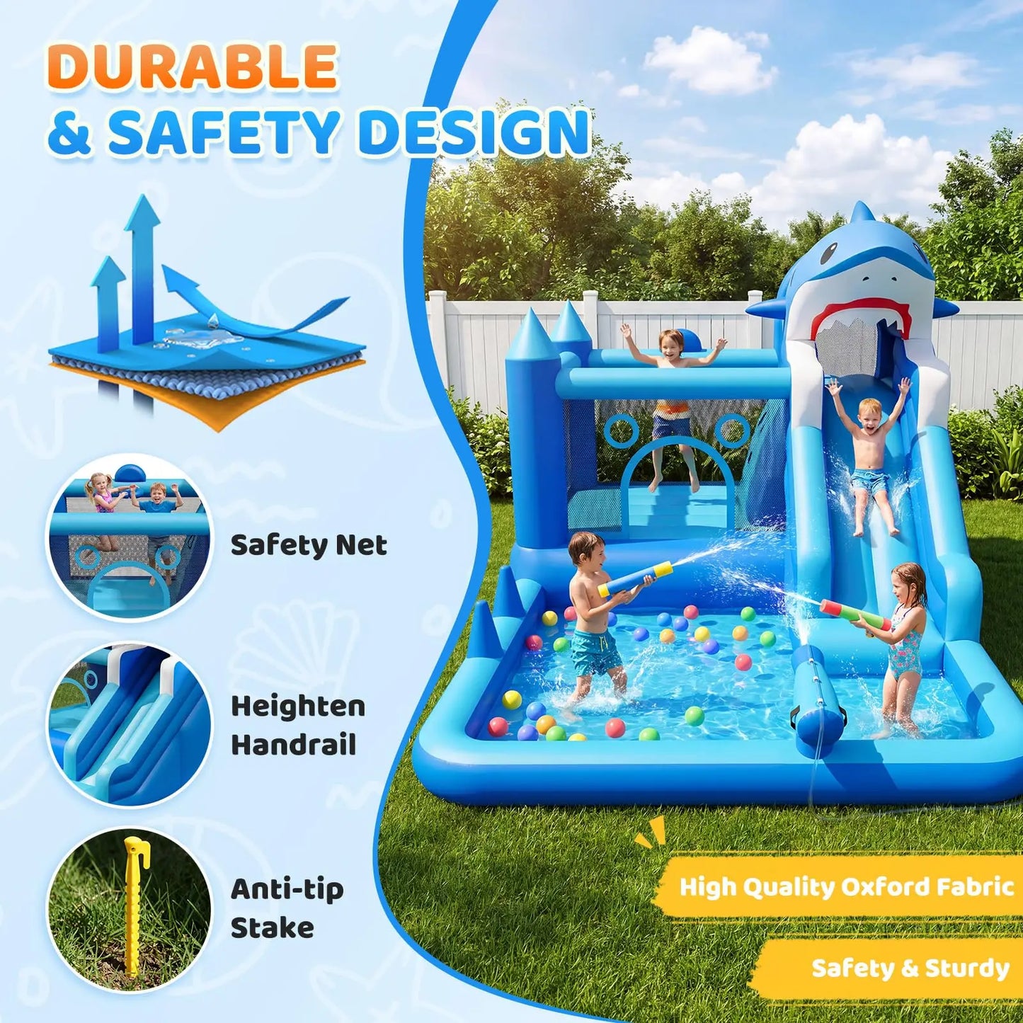 Bounce House With Slide & Blower, Splash Pool, Climbing Wall
