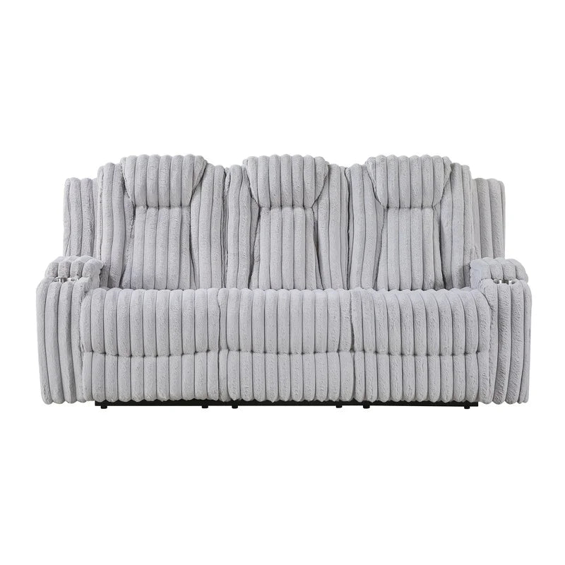 Light Gray Reclining Sofa Set with Cup Holders,  3-Piece