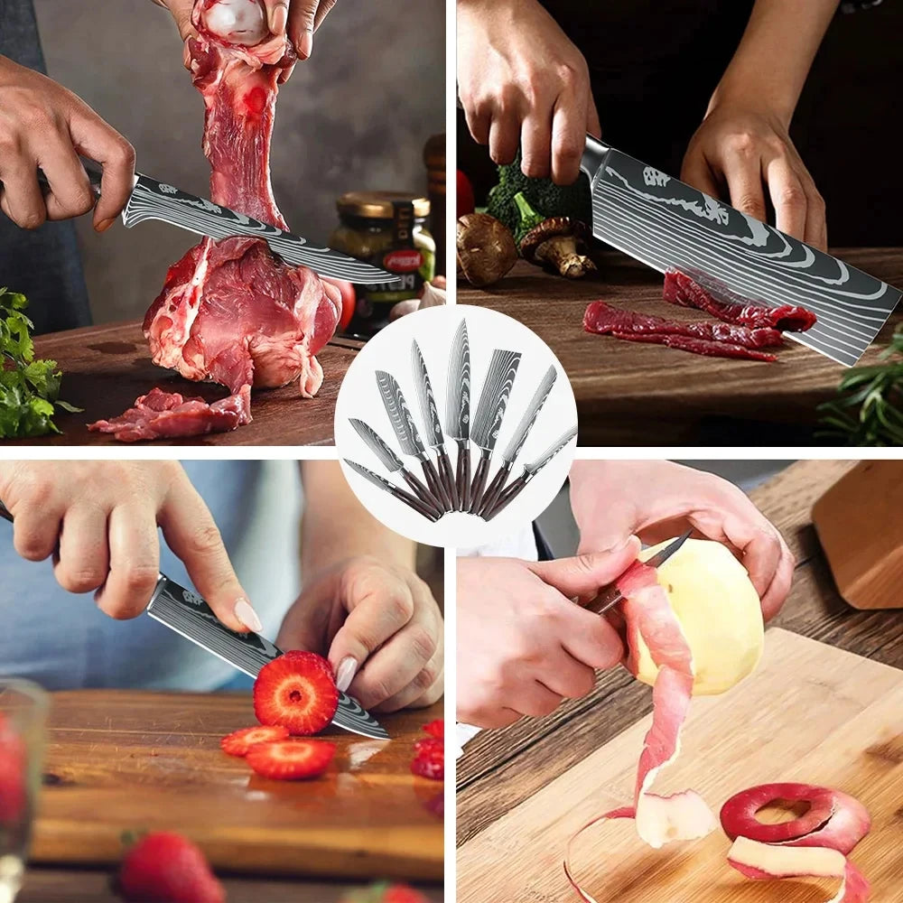 8 PCS Kitchen Knives Set Stainless Steel