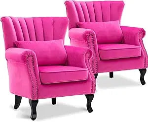Accent Reading Arm Chairs Set of 2 with Tufted Back