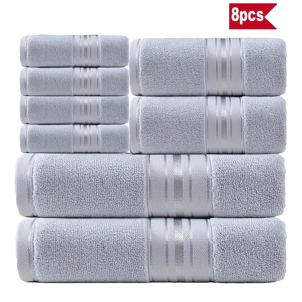 8 Piece Luxury Towel Set –  Plush, Super Absorbent   100%  Cotton