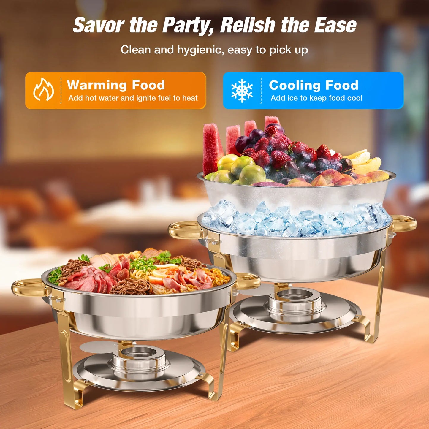 2/4/6 Pack Stainless Steel Chafing Dish Buffet  Warmer w/Glass Lid