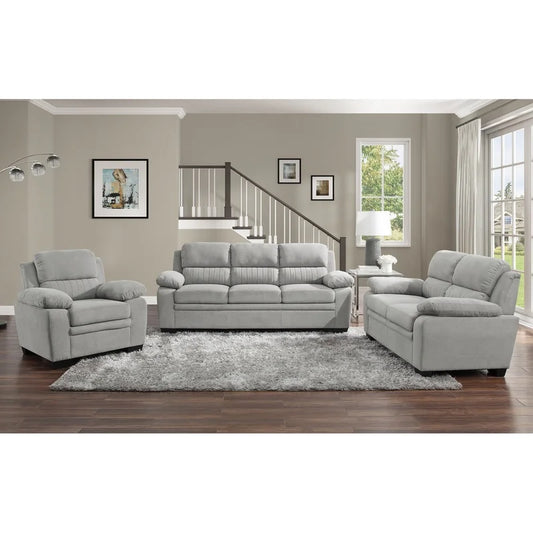 3-Piece Sofa Set with  Solid Wood Frame, Comfortable Loveseat and Chair