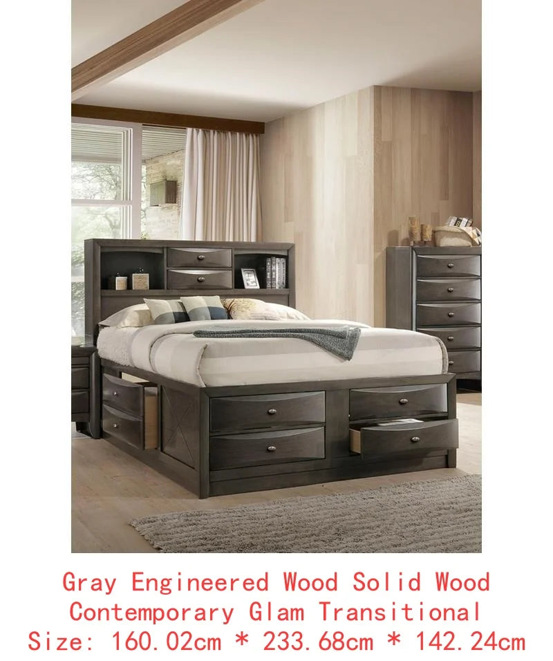Contemporary Queen Bed with 2 Nightstands and Bookcase Headboard