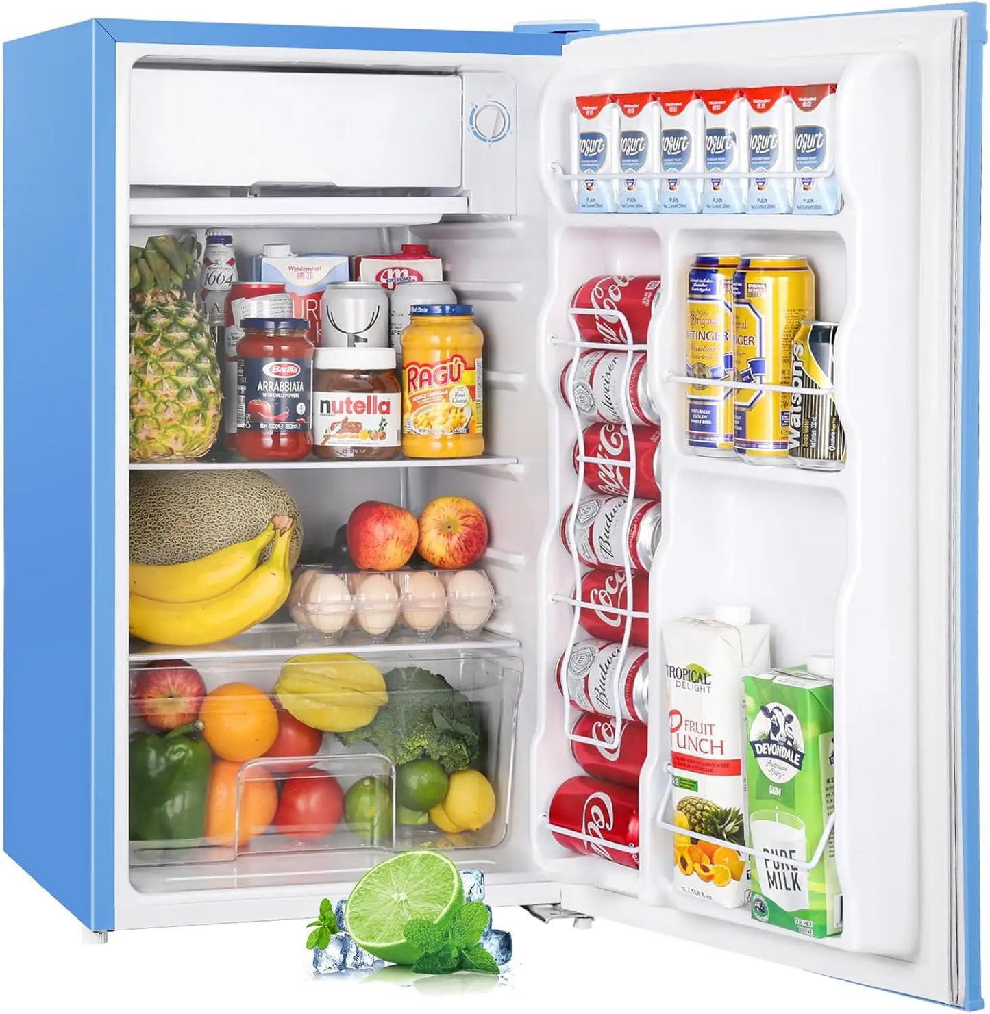3.2 Cu.Ft Mini Fridge with Freezer, Single Door  Adjustable Thermostat
