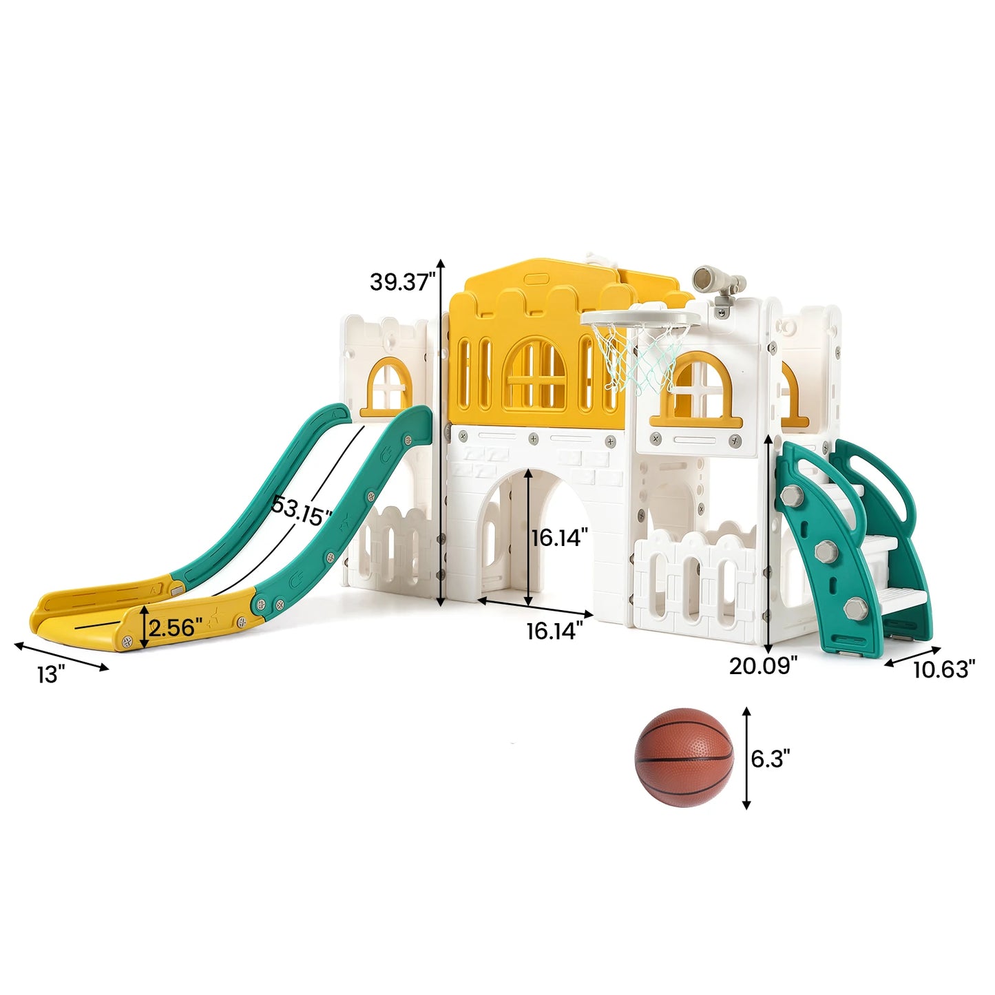 8 in 1 Toddler Slide Indoor Playground  with Basketball Hoop