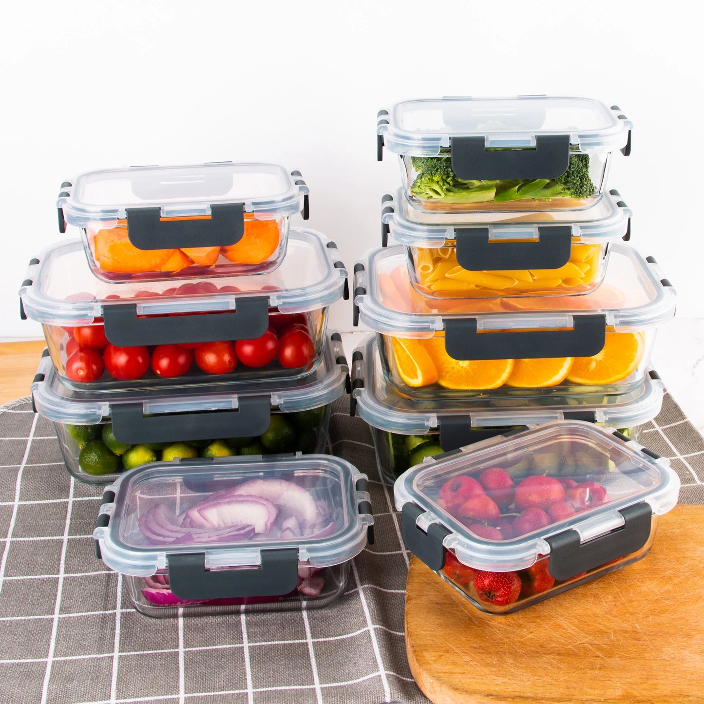 8-Piece Glass Food Storage Containers Set, Microwave & Oven Safe