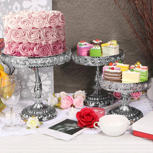 12-Piece Silver Vintage Cake Stand with Cupcake Display Tray