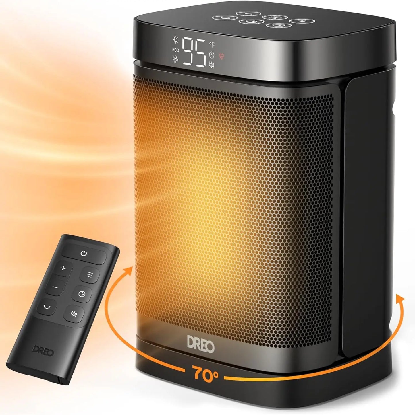 Space Heater with Remote, 70°Oscillating Electric Heaters with Digital Thermostat