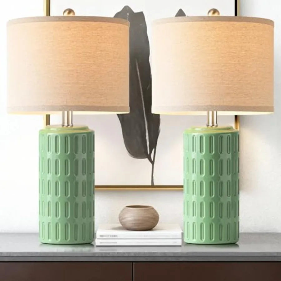 Ceramic, Set of 2, Rustic Farmhouse Bedside Lamps  for Bedroom