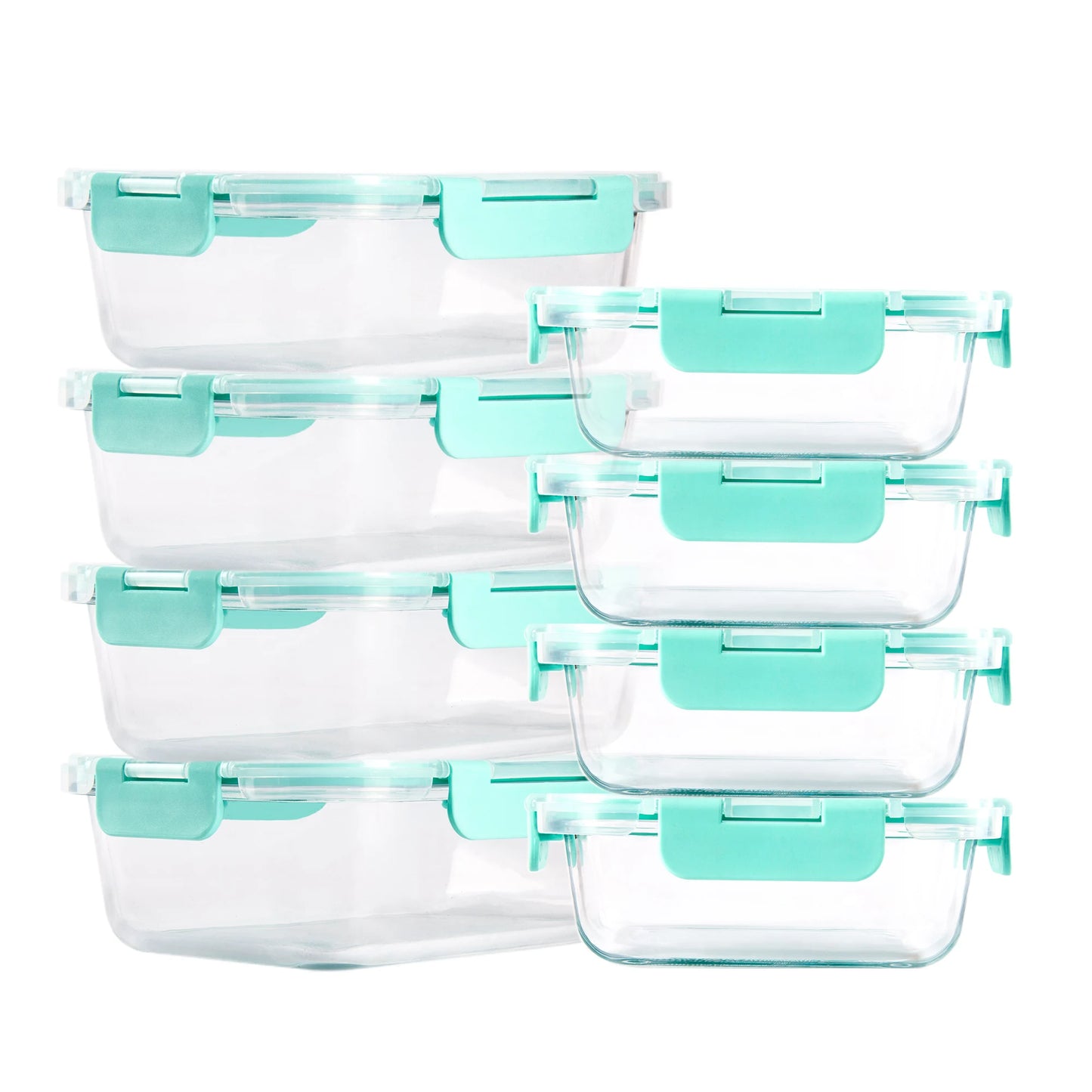 8-Piece Glass Food Storage Containers Set, Microwave & Oven Safe