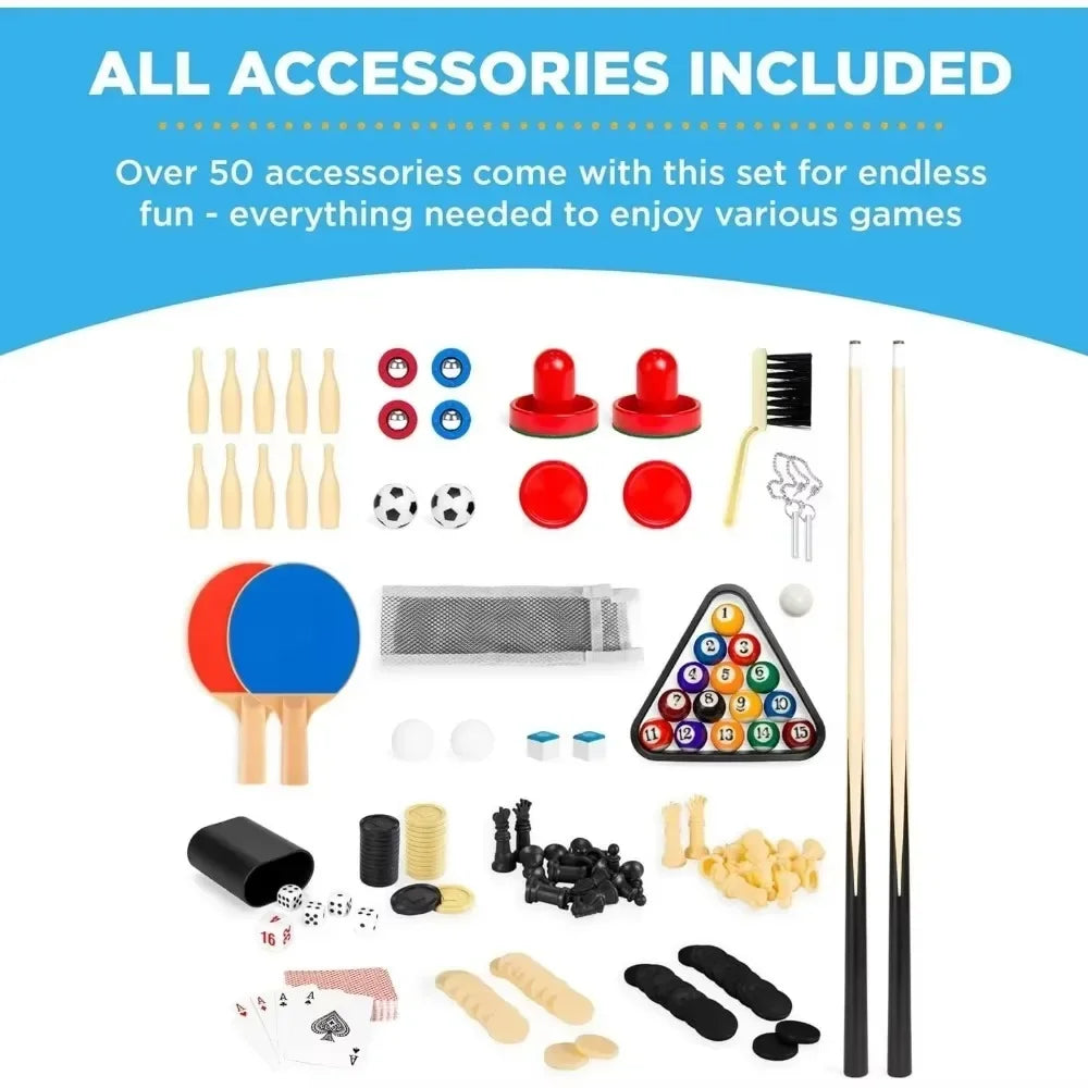 10-in-1 Combo Game Table Set w/Hockey, Foosball, Pool, Shuffleboard