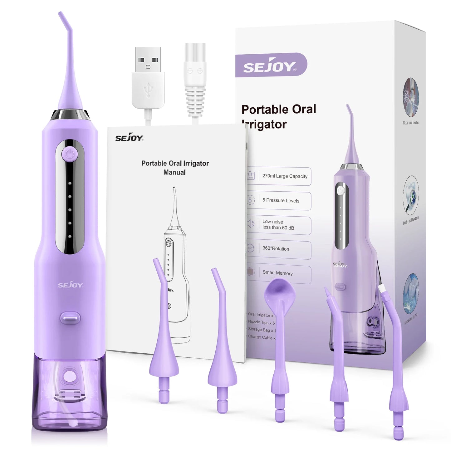 Water Flosser, Cordless, Rechargeable Electric Oral Irrigator for Teeth Braces
