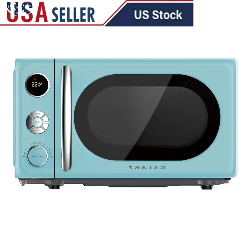 Retro Countertop Microwave Oven, Defrost, Turntable, Lock, Digital Display Timer
